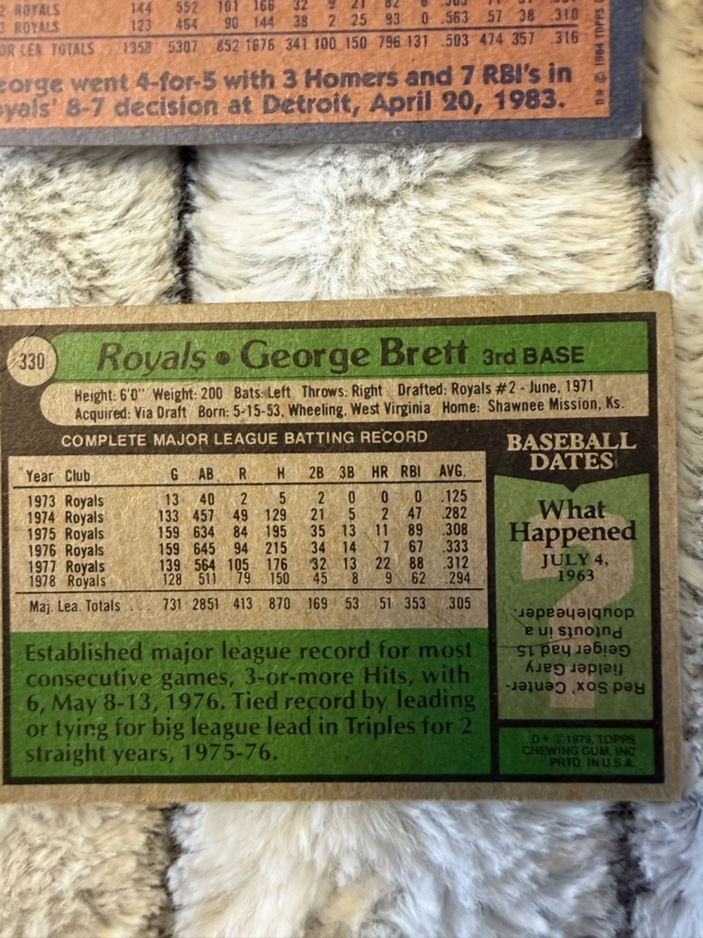Topps George Brett Kansas City Royals Card - Blue/White - Picture 9 of 10